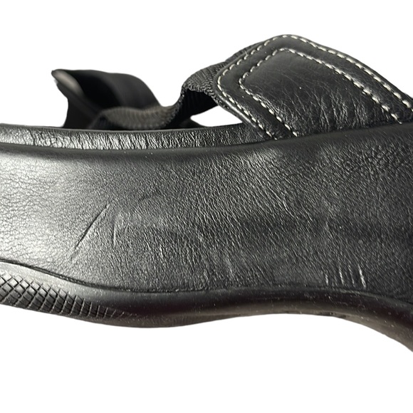 PRADA VINTAGE THONG SANDAL BLACK CANVAS THONG w/ BLACK LEATHER WRAPED WEDGE SZ 7 - Picture 12 of 12